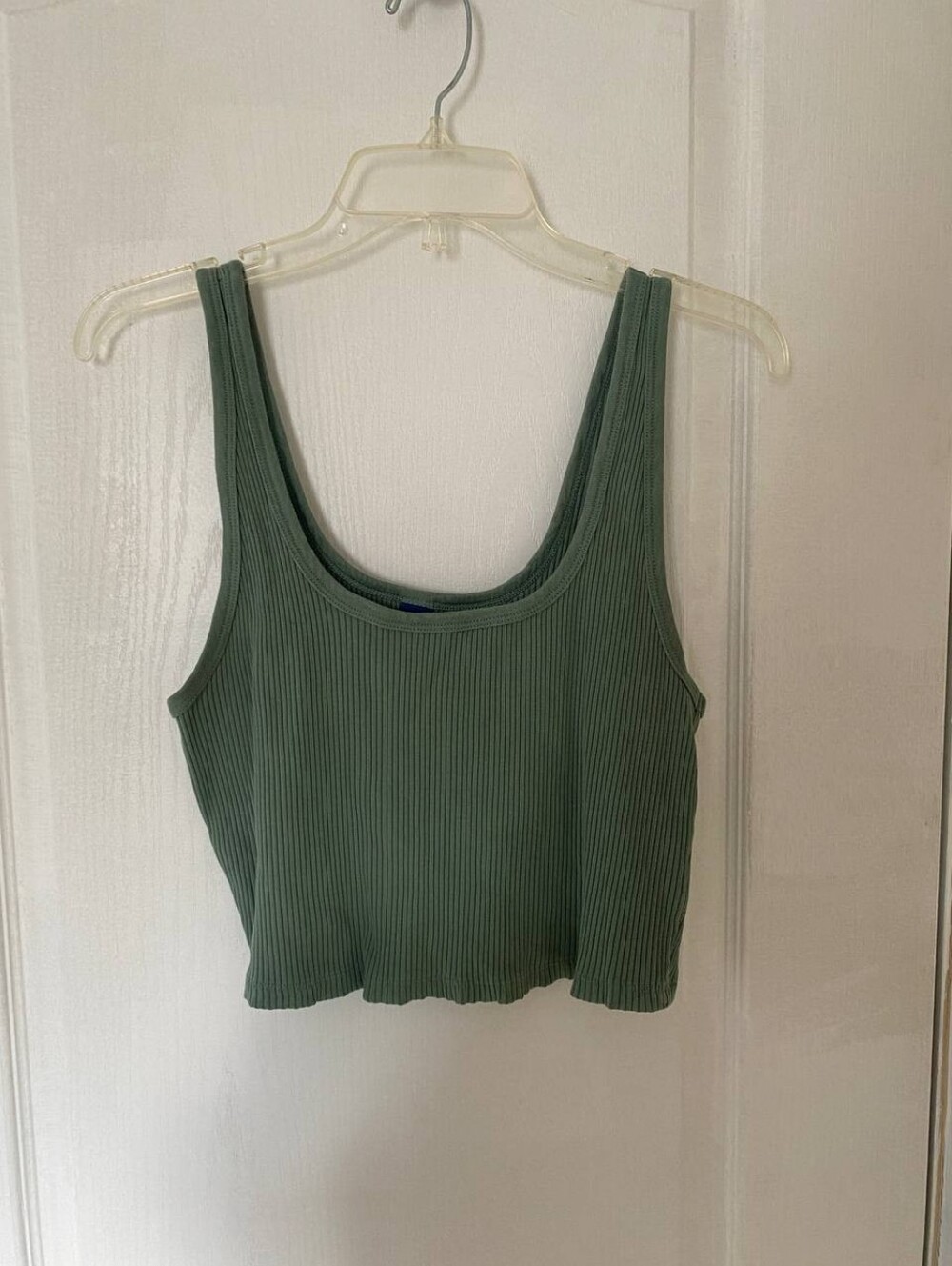 Old Navy Olive Green Ribbed Cropped Cotton Tank Top Size XL